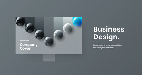 Naklejka premium Minimalistic web banner design vector layout. Original monitor mockup site illustration.