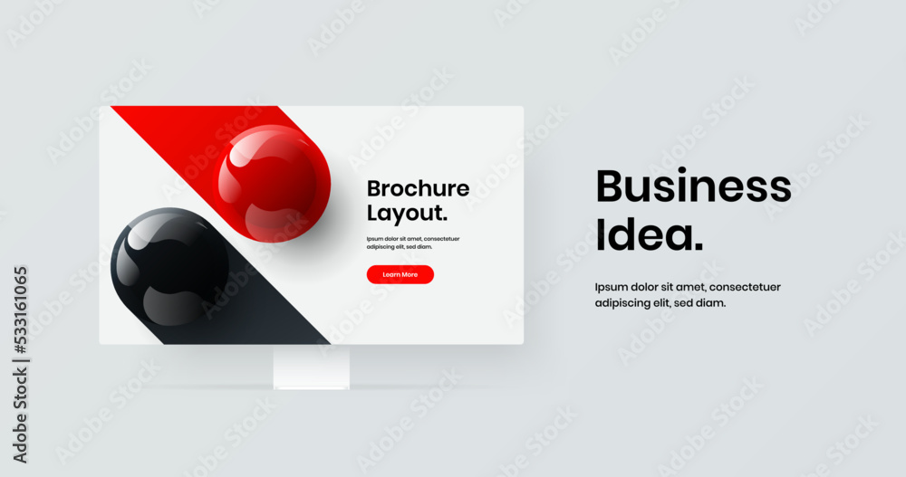 Poster clean monitor mockup site screen concept. premium web project vector design illustration.