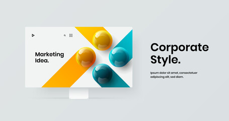 Clean display mockup landing page template. Original website screen vector design illustration.