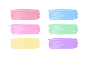 Set of cosmetic pastel brush stains isolate on white background. illustration painting pastel color of watercolor concept.