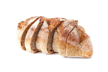 Sliced, cutted wheat bread.The sourdough has natural yeast, which makes the food healthier, Bakery, rustic traditional food concept.