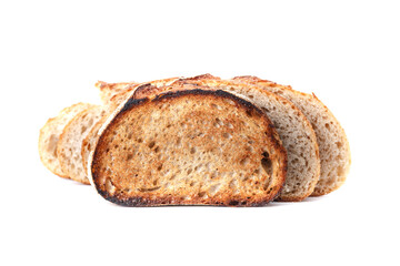 Sliced, cutted wheat bread.The sourdough has natural yeast, which makes the food healthier, Bakery, rustic traditional food concept.