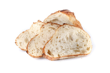 Sliced, cutted wheat bread.The sourdough has natural yeast, which makes the food healthier, Bakery, rustic traditional food concept.
