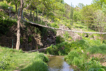 Suspension bridge in the Tbilisi Botanical Garden. Georgia country
