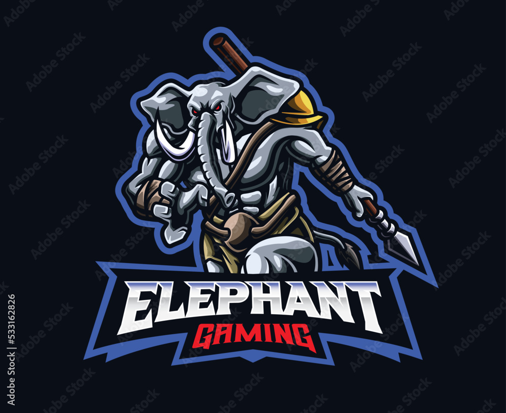 Wall mural elephant man mascot logo design - Wall murals