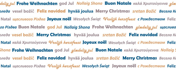 merry christmas greeting card banner in different languages