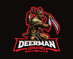 Deer man mascot logo design