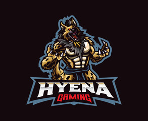 Hyena man mascot logo design - obrazy, fototapety, plakaty