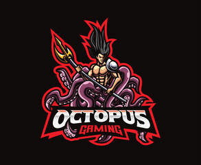 Octopus man mascot logo design