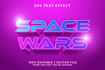 3d space wars Cartoon Editable Text Effect Premium Vector
