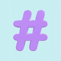 3D hashtag sign search link symbol on social media notification. Hash, hash mark, tag, topic. Realistic render octothorpe visualization. Comments thread mention. 3d rendering social network promotion. - obrazy, fototapety, plakaty