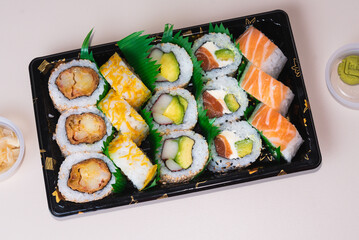 assorted sushi platter, fish meal, healthy