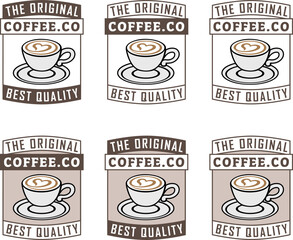 Colorful Coffee and Heart Icon with Text - Set 1