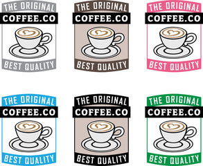 Colorful Coffee and Heart Icon with Text - Set 2