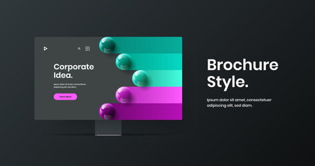Modern presentation design vector layout. Clean monitor mockup website concept.