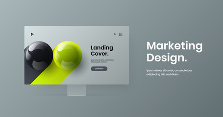 Original desktop mockup landing page template. Premium web banner design vector layout.