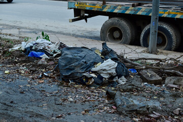 Road side garbage at new delhi, india