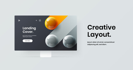 Isolated website vector design illustration. Colorful monitor mockup landing page concept.