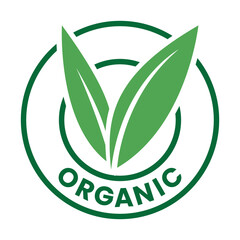 Organic Round Icon with Green Leaves and Dark Green Text - Icon 5