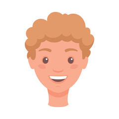 Man Head Showing Happy Face Expression and Emotion Laughing Front Vector Illustration