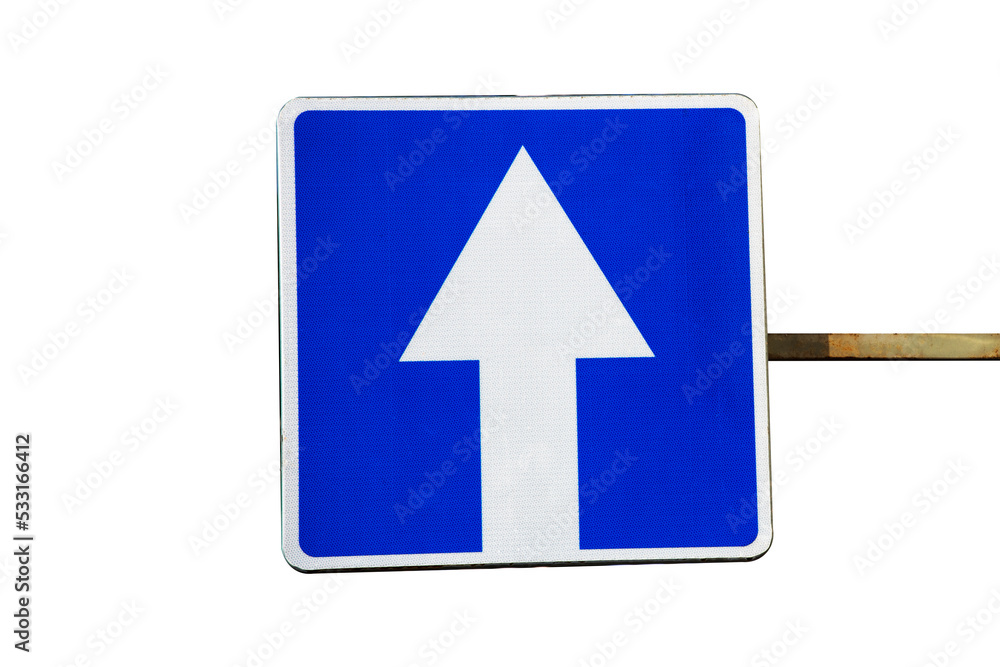 Poster one-way traffic sign isolated on a white background