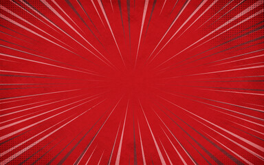 Pop art Red star burst comic zoom colorful halftone vintage backdrop for comic superhero text