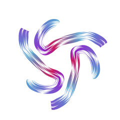 Purple red and blue isolated symmetrical brushstroke design element