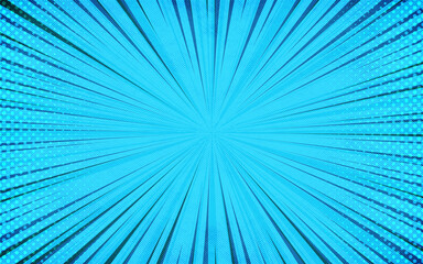 Obraz premium Pop art Blue sun burst comic zoom colorful halftone vintage backdrop for comic superhero text