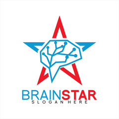Obraz premium Vector logo design illustration of stars and brains.