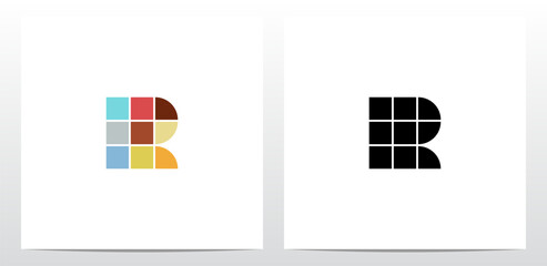Colorful Tiles Letter Logo Design R - obrazy, fototapety, plakaty