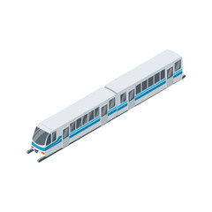 Modern train isolated isometric 3D icon. City public transport, town vehicle, urban and countryside traffic vector illustration. © Alfazet Chronicles