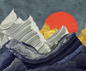 Mountain and sunset landscape