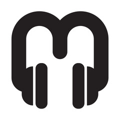 Headphone M logo, music logo Vector illustration