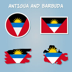 Vector Illustration of Antigua and Barbuda flag isolated on light blue background.
