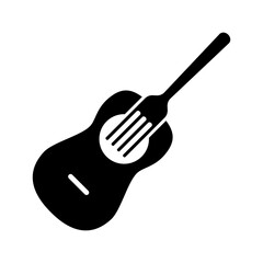 Fork with guitar logo for restaurant icon. Bar Cafe illustration