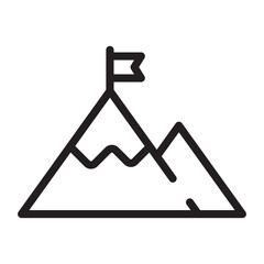 Flag on mountain line icon. Mission or goal illustration