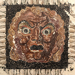 roman mosaic with a face