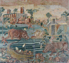 roman mosaic with wild animals