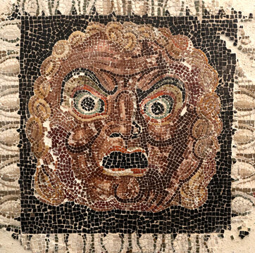 roman mosaic with a face