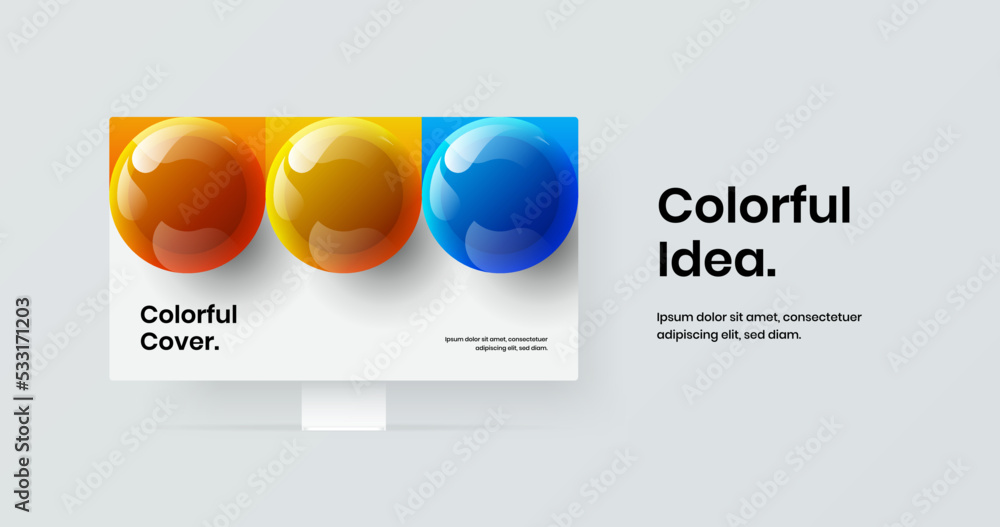 Wall mural vivid computer display mockup web project template. colorful landing page vector design concept.