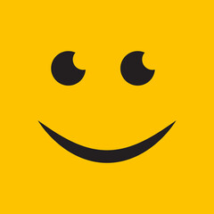 Smiling emoticon. Smile logo on yellow illustration