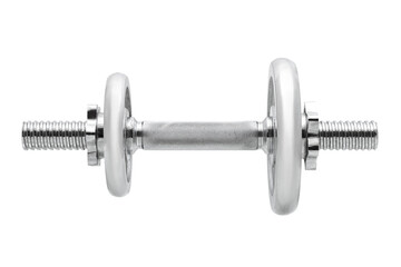 adjustable dumbbell from stainless steel, prefabricated accessory consisting of a threaded rod and...