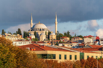 Istanbul citycape is beautiful scenery of summer with lifestyle travel, tourism and vacation in Istanbul town buildings .Turkey.