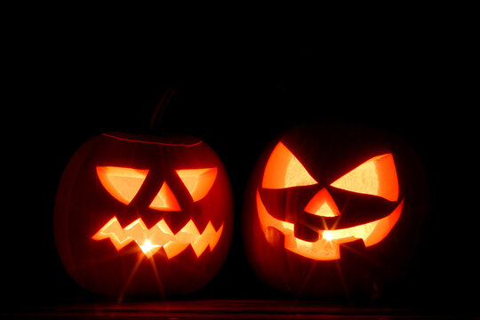 Two Halloween pumpkins