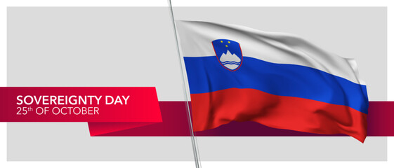 Slovenia sovereignty day vector banner, greeting card.
