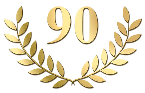 Gold laurel wreath 90 PNG isolated on a white background
