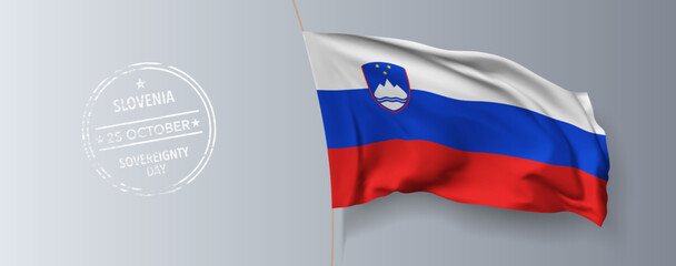 Slovenia sovereignty day greeting card, banner with template text vector illustration