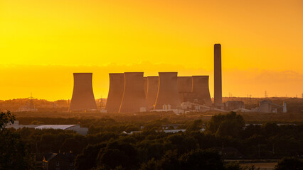 Nuclear power plant for clean energy to supply in Europe and United Kingdom during gas shortage for expensive utility price as business and environment of fossil or clean energy concept