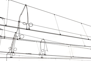 electric wires against white sky