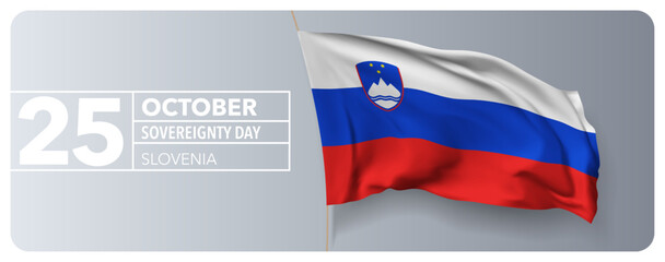 Slovenia sovereignty day greeting card, banner vector illustration
